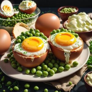 Jajka z sosem majonezowym groszkiem i chrzanem