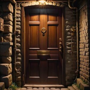 Małe drzwi zabezpieczające do piwnicy